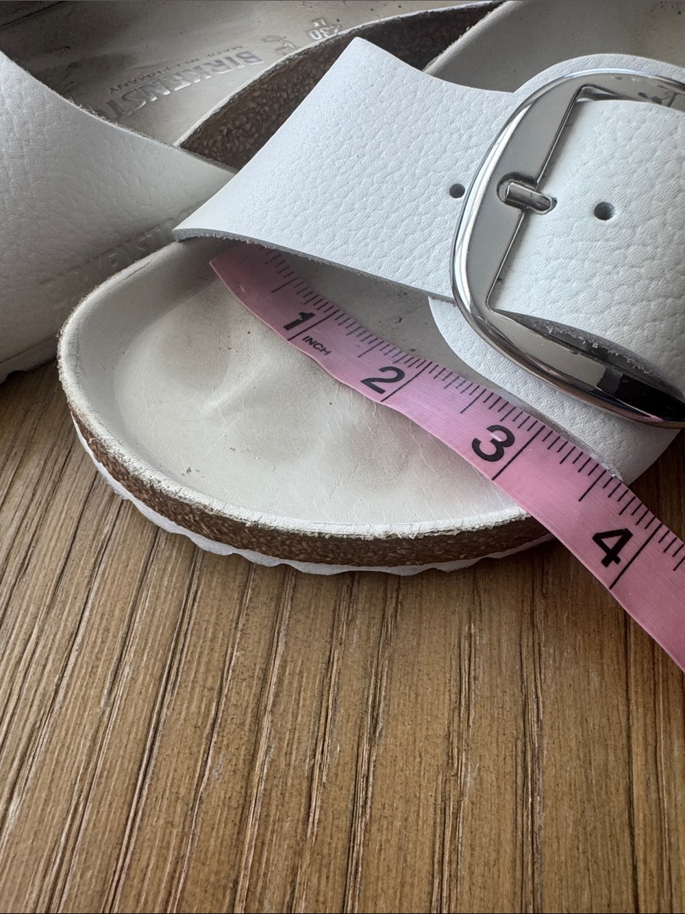 Birkenstock White Madrid Big Buckle Slide Sandals - Picture 9 of 12